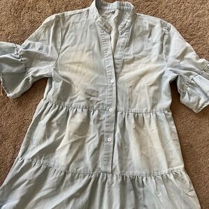 Light Gray Button-Up Dress